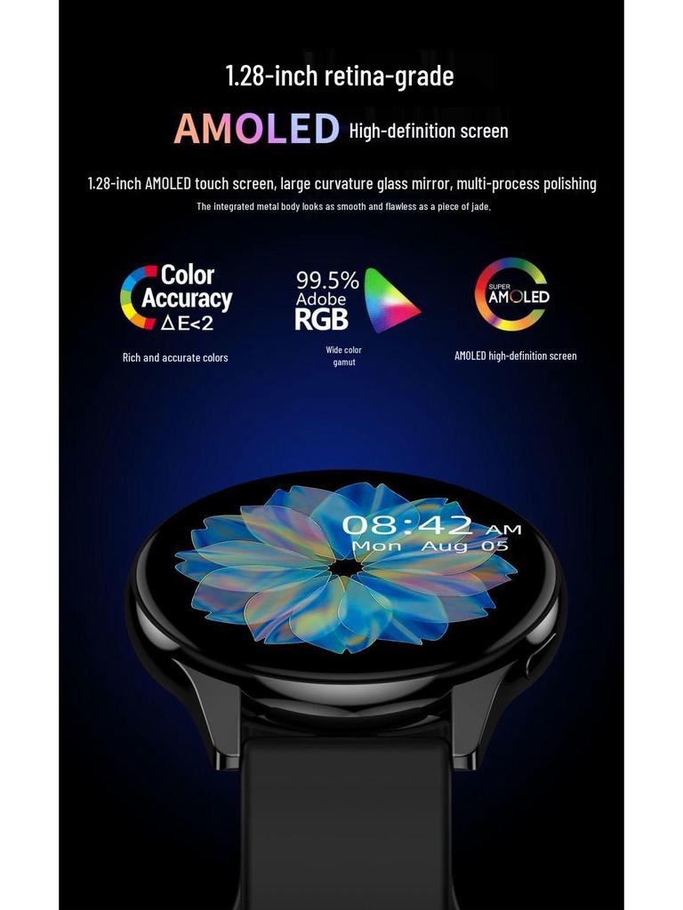 T2Pro Smartwatch: 1.28" AMOLED, Heart Rate, Blood Oxygen, Pedometer, Call, Touch Screen.