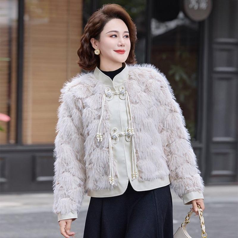 Middle-aged and elderly mothers wear winter fashion short cotton-padded jackets the elderly piled and thickened winter cotton-padded jackets