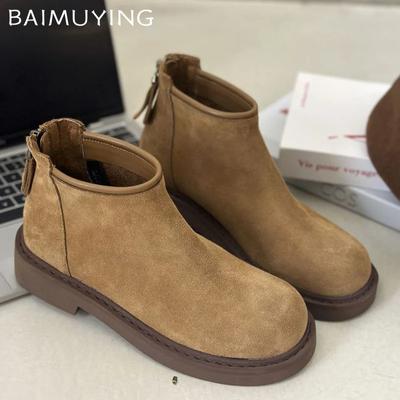 Ankle Boots for Women Suede Flats Retro Shoes 2024 Trend Winter Motorcycle Boots Sneakers New Walking Gladiator Botas De Mujer