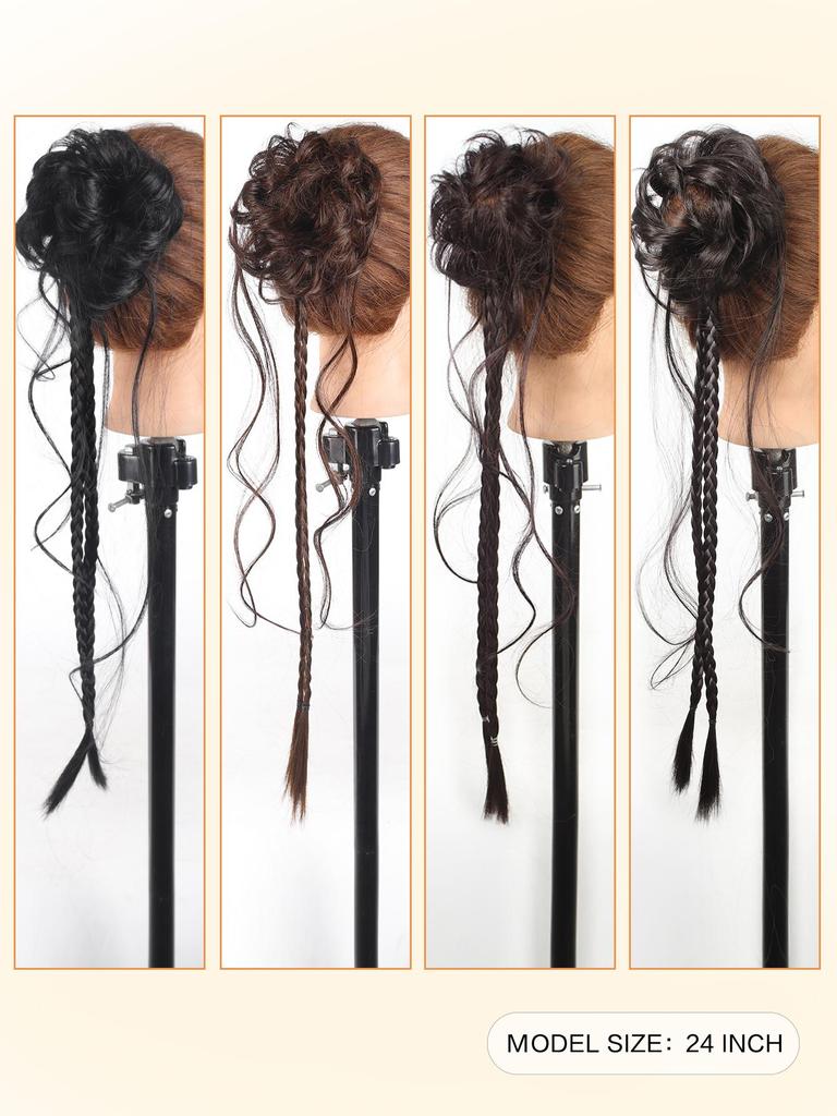 Chinese Style Flower Bud Head Synthetic Hair extension Wigs Natural Fluffy Slightly Curly Twisted Braid Wig Hair Accessories