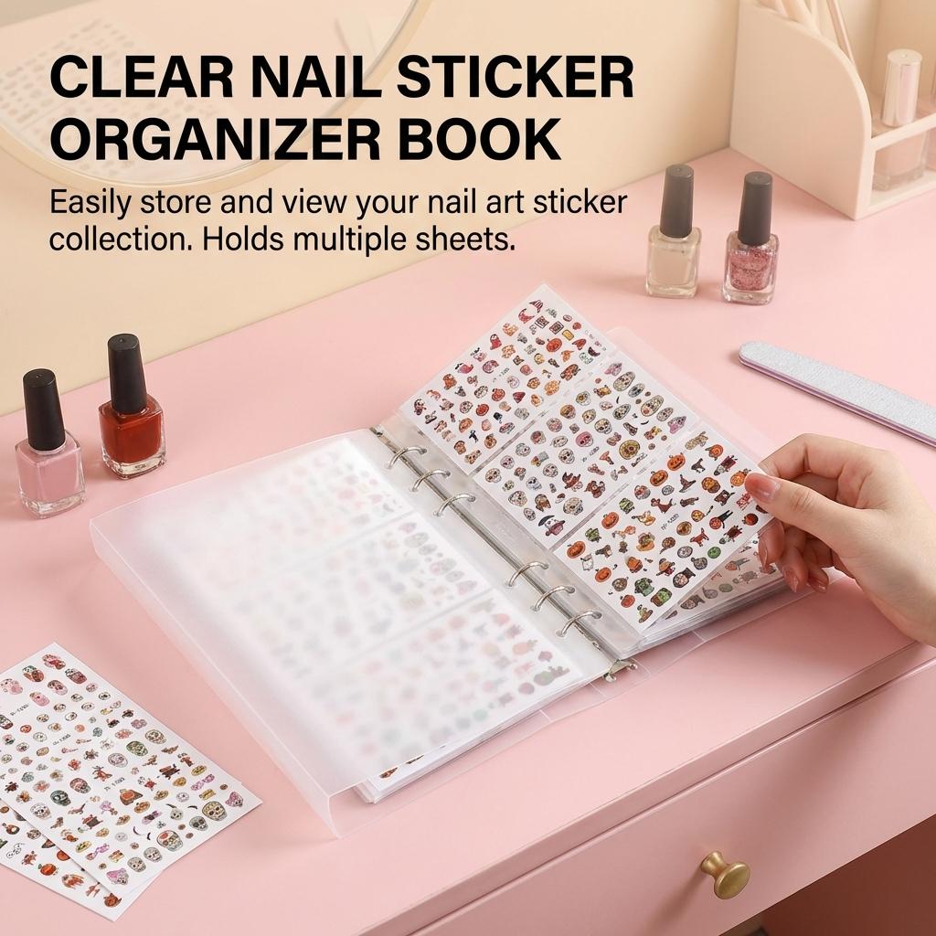Nail Art Sticker Album High-Transparency Portable Organizer for Daily