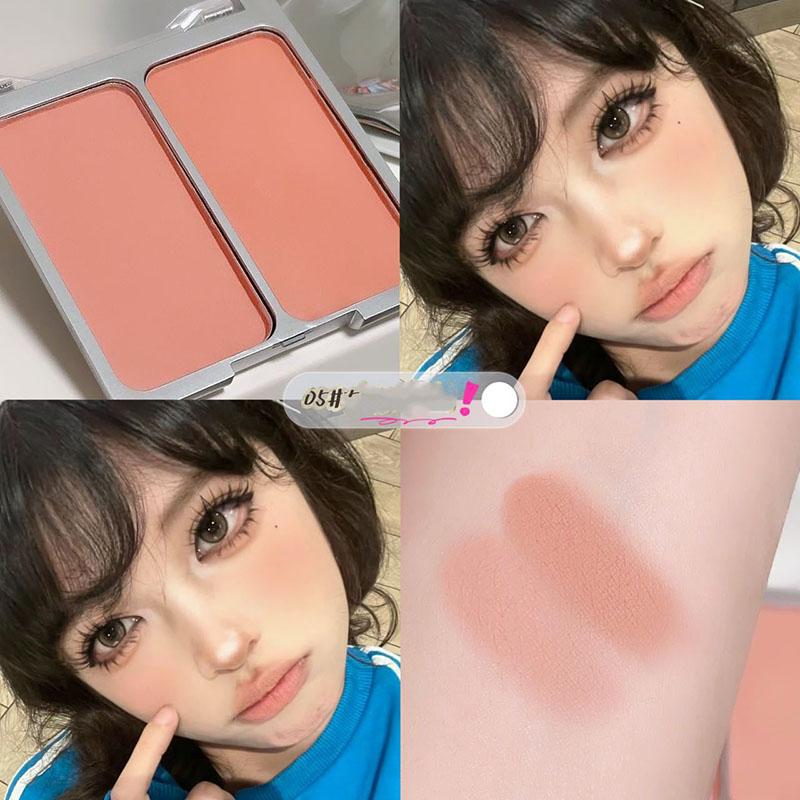 

Двоколірні рум яна Палетка пудри Натуральний матовий Brighten Skin Blusher Milk Peach Pink Purple Apricot Rubor Rouge Korean Dupes Makeup