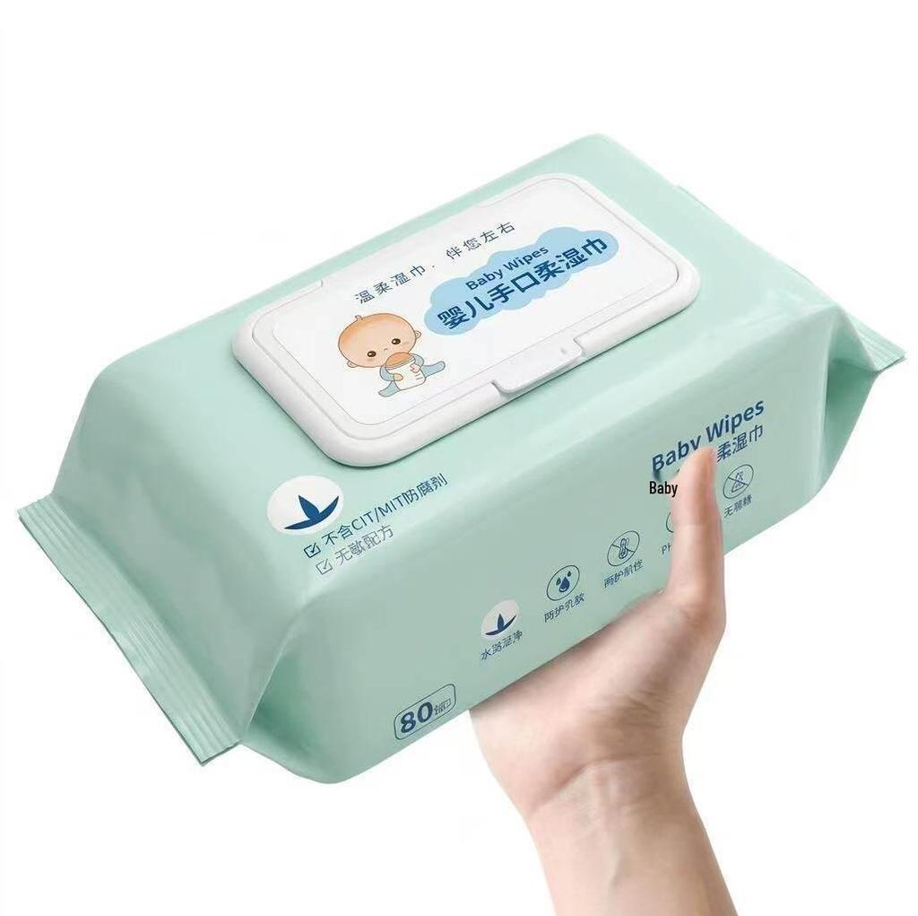 Enlarged Infant & Baby Hand and Mouth Wet Wipes - 80 Count Family Pack with Lid