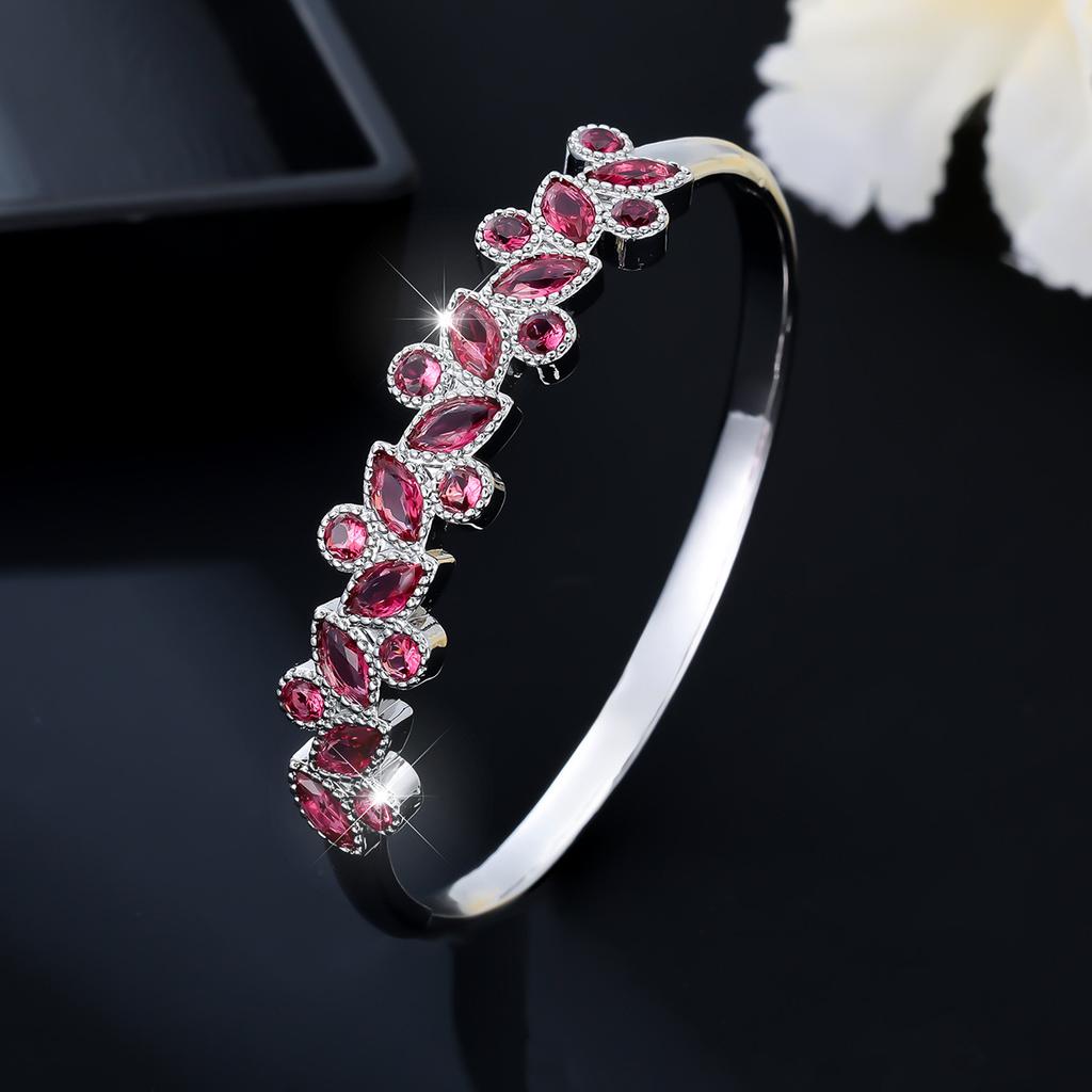 Retro Rose Red Fashionable Niche Inlaid Colorful Stone Bracelet