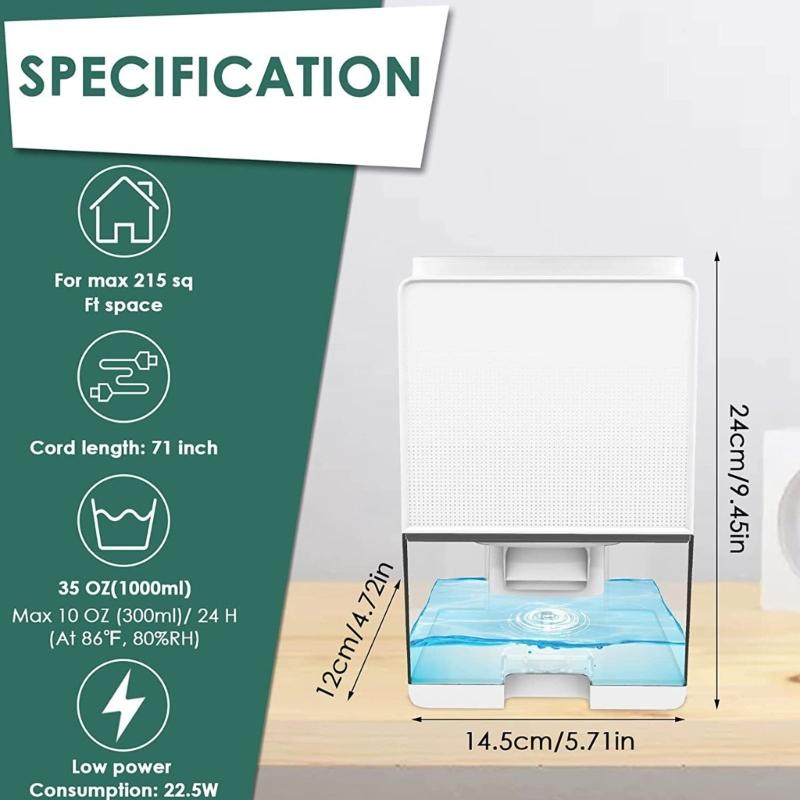Efficient Room Dehumidifier Portable Dehumidifier Small Dehumidifier with Light ABS Texture for Living Environment