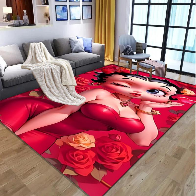 Betty Boop Pattern Rug, Indoor/Outdoor Mat, for Picnic, Gameroom, Bedroom, Office, Living Room, Home Decor Carpet, Birthday Gift