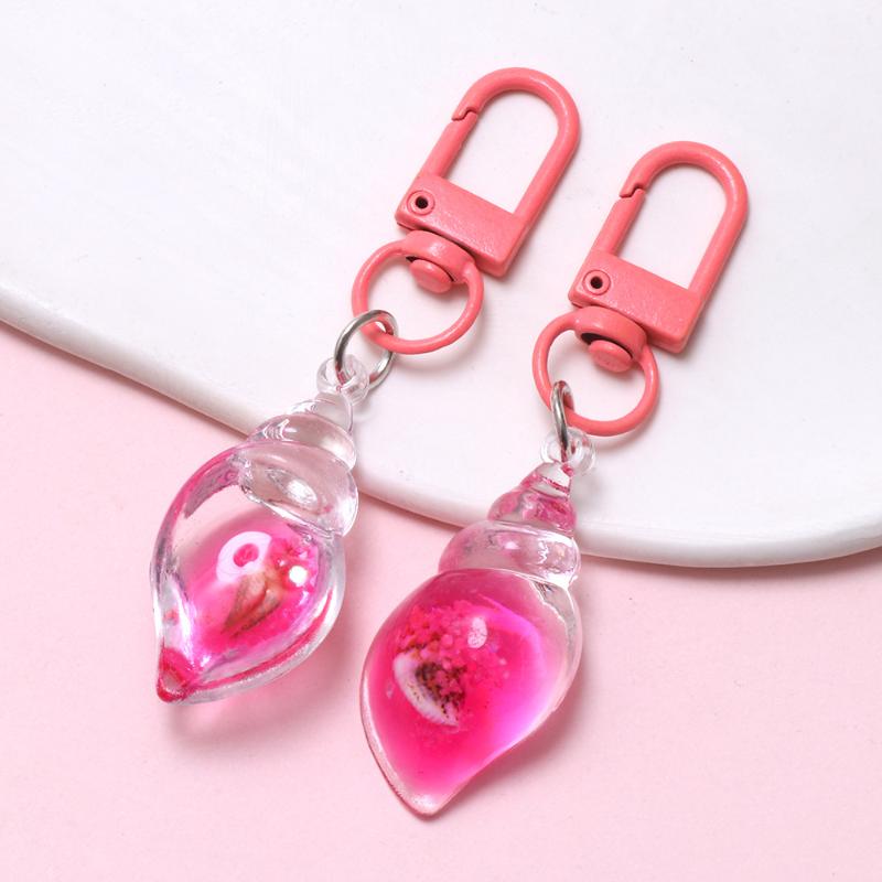 2Pcs Floating Oil Seashell Key Ring Colorful Acrylic Conch Keychain Bag Pendant Decor Gift For Women Girls