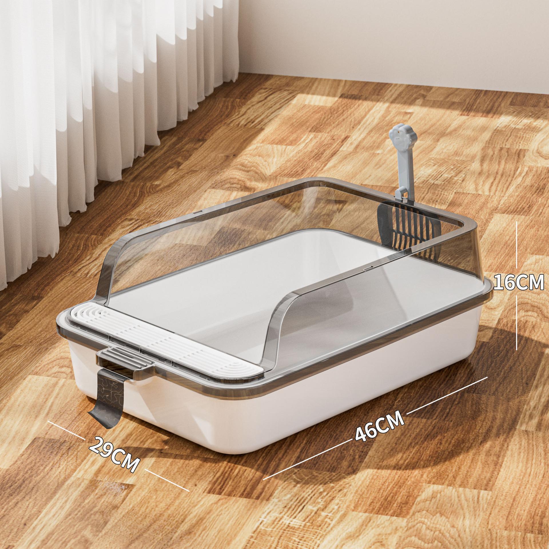 

Large Cat Litter Box Semi-Enclosed Odor Control Pet Toilet Anti-Splash Ventilated Step Tray Premium Large Capacity Pet Potty