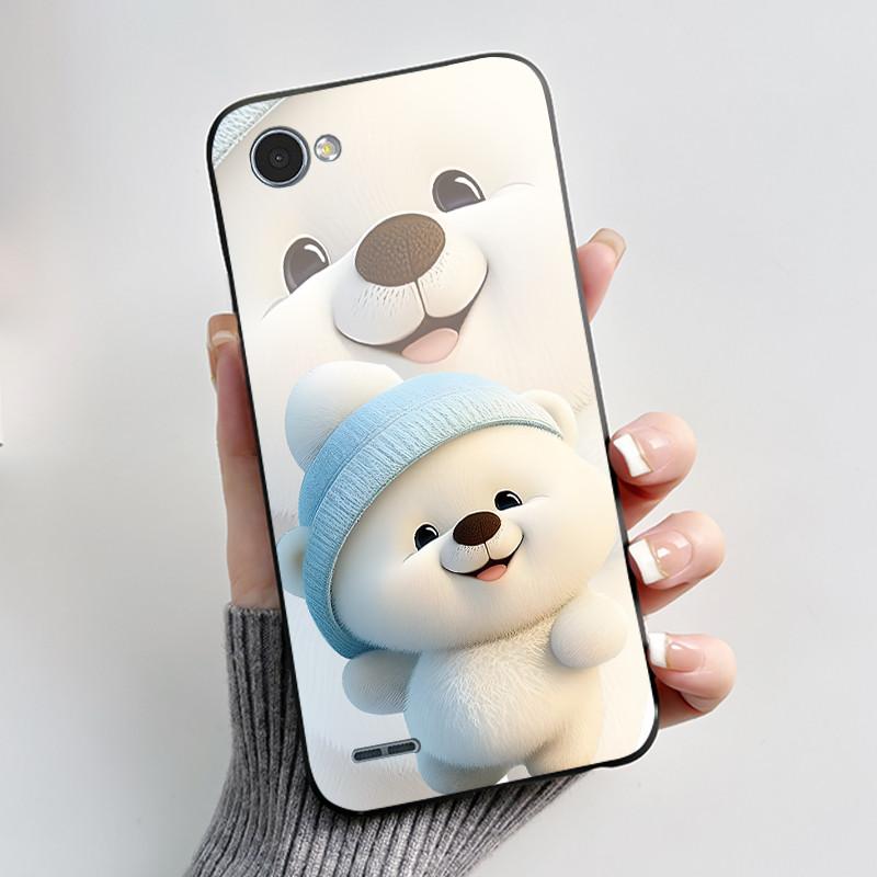 For LG Q6 Q6 Plus Q6a Case Luxury Cute Love Rabbit Funny Soft Silicone Black TPU Protective Cover LG q6 X600L X600K Phone Casing