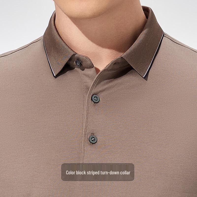 Antonio Men's Silk-Cotton Blend Short-Sleeve Business Polo Shirt