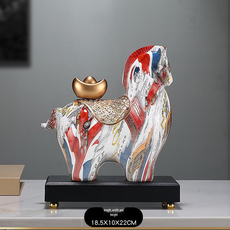 Colorful Prosperity Horse Figurine: Elegant Decor for Office, Living Room, or Hallway - Ideal Housewarming or Opening Gift