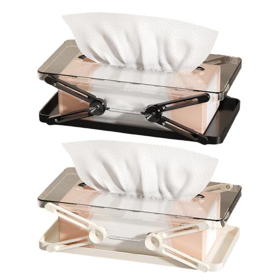 Clear Tissue Box Holder Spring-loaded Tissue Dispenser Transparent Desktop Tissue Box Cover for Home Office Bathroom Car
