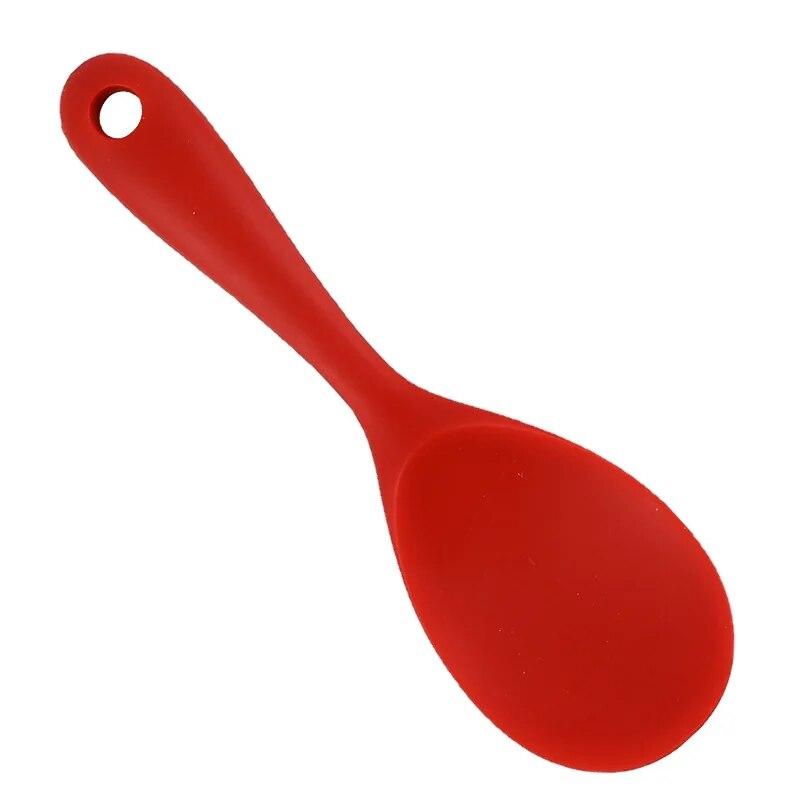 1Pcs Silicone Spoon Non-stick Cooking Spoon Anti-scalding Pot Rice High-temperature-resistant Spoon Durable Kitchen Gadgets