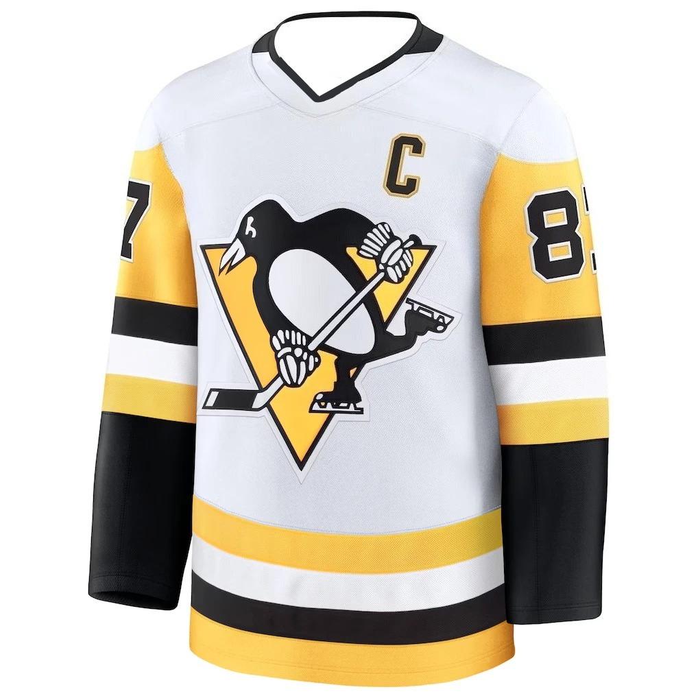 Hockey Jersey White/Yellow/Black Striped Design Apparel for Fans & Collectors 3d Prints T-shirt Long V-neck T Shirt