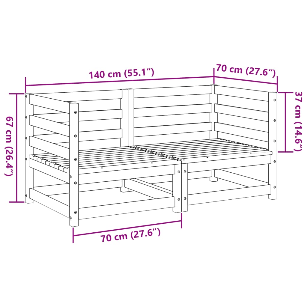 2 piece Garden Sofa Set Pressure Treated Pine Wood