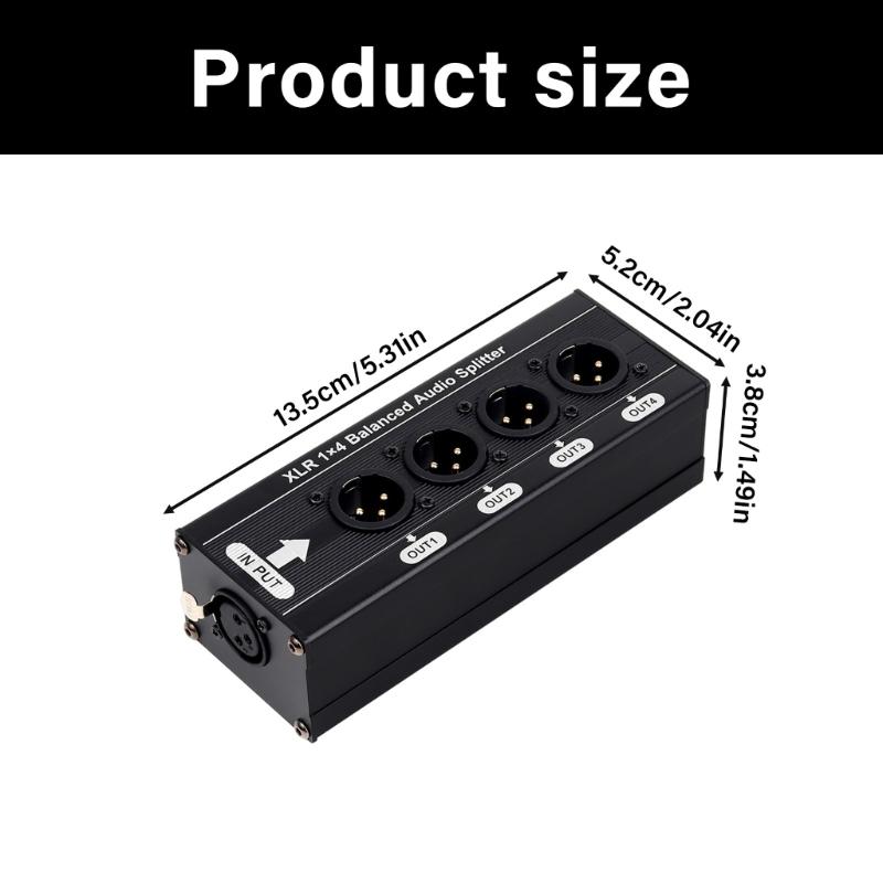 Balanced Sound Splitter 1 Input 4 Output Sound Splitter Box Distribution for Studio Recording Conference Installation
