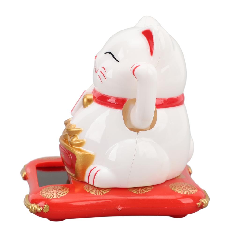 Lucky Waving Cat Solar Power Arm Waving Fortune Cat Plastic Wealth Welcoming Cat Decorative Lucky