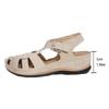 Casual Hollow Out Close Toe Gladiator Sandals Women 2025 Summer Round Toe Low Heel Ankle Strap Sandals Soft Sole Beige Shoes