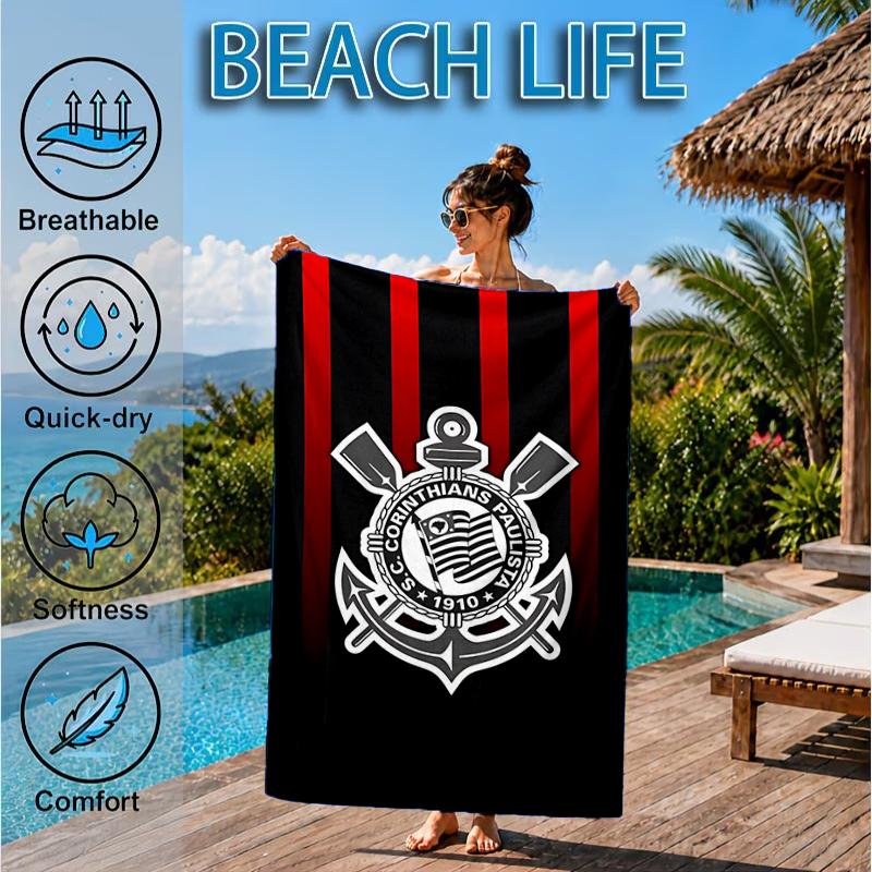 Football Club Emblem Beach Towel, Microfiber Beach Towel, Perfect For Pool, Beach, Travel, Home Decor Beach Party Fan gifts