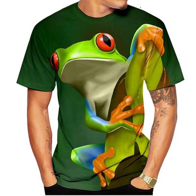 Cute Frog 3D Printing T Shirt Man Summer O-Neck Short Sleeve Oversized Top Loose Streetwear Unisex Clothing
