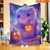 1pc Cute Pumpkin Blanket - Soft Flannel Suitable for All Seasons, Cozy Throw Bedspread with & Pumpkin Print, Machine Washable Bedspread for Room,, Cou