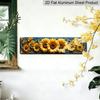 2D Flat, 1pc Vintage Sunflower Metal Wall Art Sign - Rustic Golden Farmhouse Aluminum Decorative Sign with Vibrant Yellow Sunflowers, Durable Easy