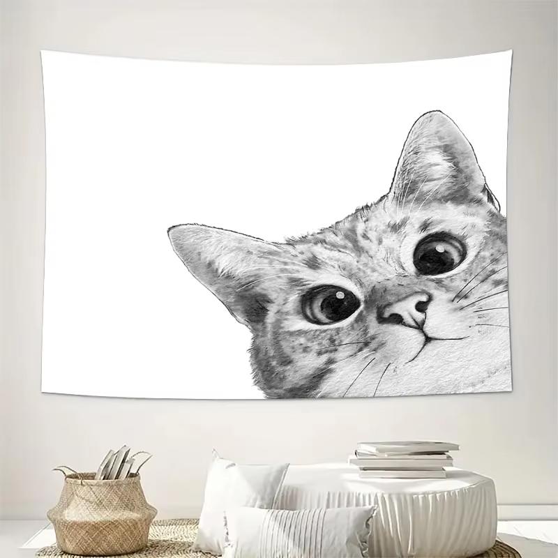 Cat Tapestry Wall Hanging Anime Aesthetic Japanese Kawaii Home Decor Vintage Wall Art for Living Room Bedroom