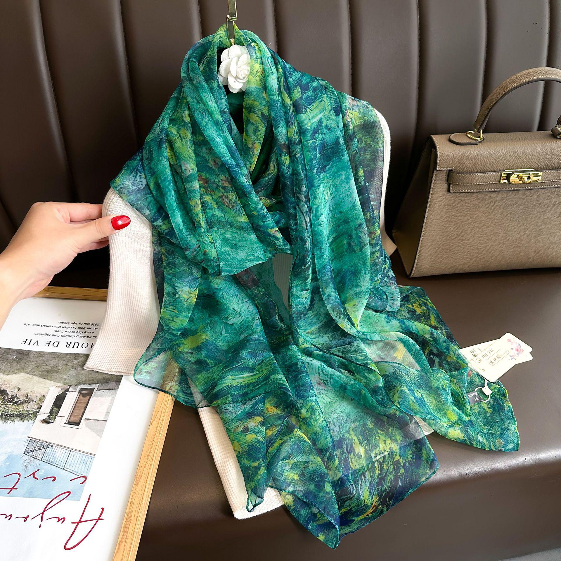

Spring & Autumn Fashion Ice Silk Scarf: Soft, Versatile Printed Shawl for Ladies