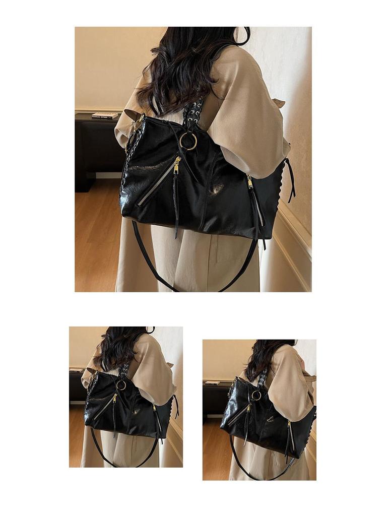 Damen Retro Schulter-Tote mit großem Fassungsvermögen - Europäischer & Amerikanischer Stil Vielseitige Handtasche mit Kordelzug