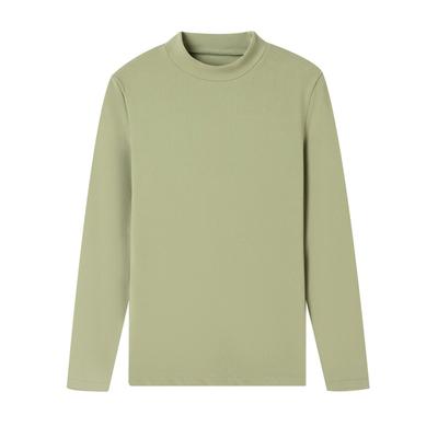 T-shirt de base en huile de coco pour femmes Automne et hiver Nouveau style coréen Coupe slim et velours Col rond Manches longues Haut chaud polyvalent