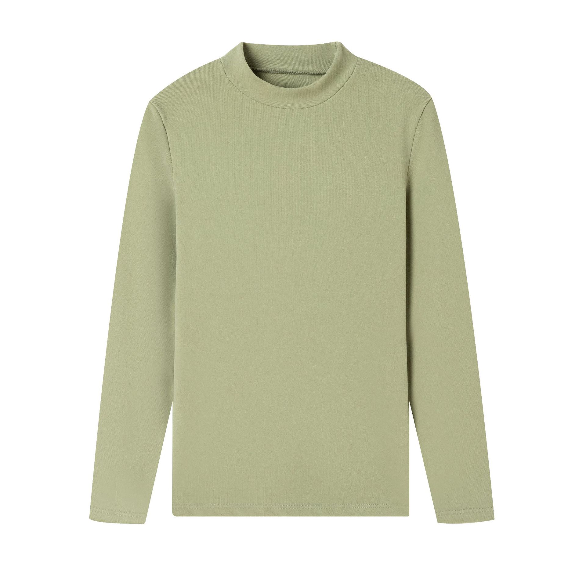 

Coconut Oil Base Shirt for Women In Autumn and Winter New Korean Style Slim Fit and Velvet Round Neck Long Sleeve Versatile Warm Top M