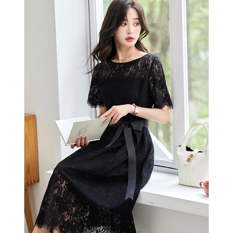 Demana Elegant Lace A-Line Midi Dress S