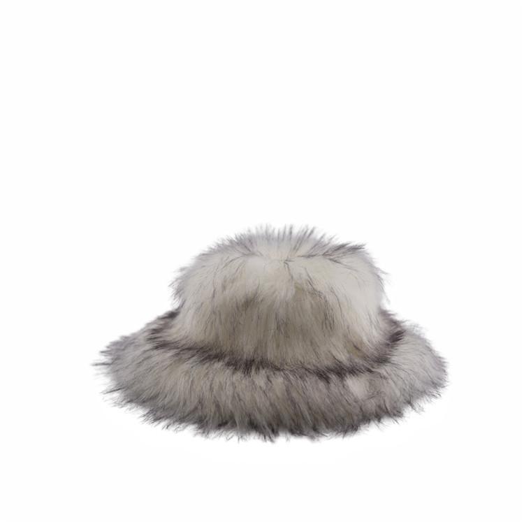 Winter Warm Plush Bucket Hat Women Oversize Earflaps Fluffy Faux Fur Hats Fashion Furry Raccoon Fur Hat