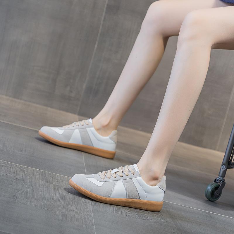 Su Yinyin German Training Shoes Women's 2025 New Casual Sports Shoes Retro Soft Leather White Shoes Flat Single Shoes Summer