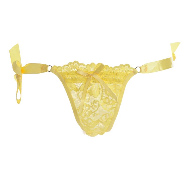 Erotic Panties Sexy Lace Floral Sheer Briefs Womens Side Tie Lingerie Knickers Low Waist Transparent G-string Thongs Pantie