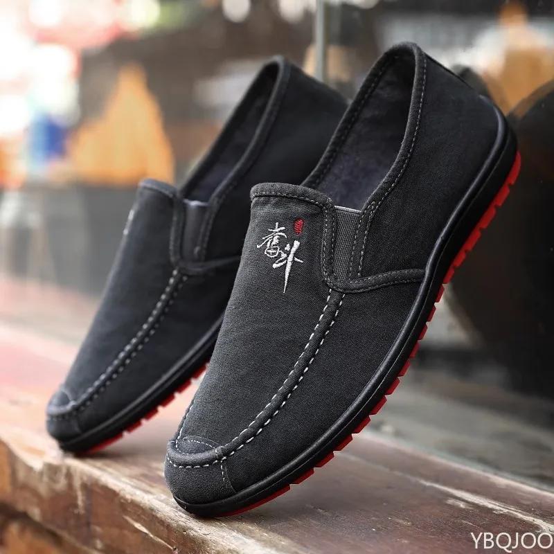 

Men s Flat Bottomed Single Shoes New Anti Slip and Wear-resistant One Foot Soft Sole Comfortable Casual Canvas Shoes Platform 44