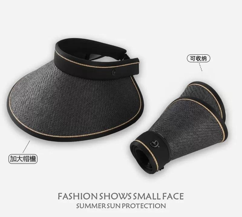 Wholesale Sun Hat Women's Summer Big Brim Cycling UV Protection Empty Top Sun Hat Foldable Face Cover Sun Protection