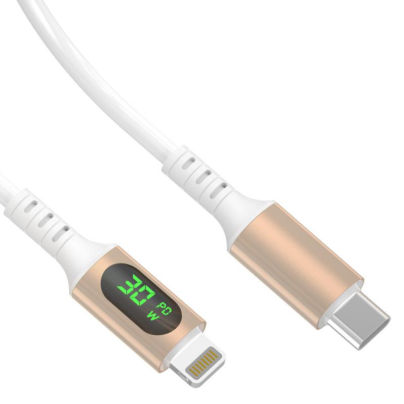 

Зарядный кабель Shangying PD30W подходит для мобильных телефонов Apple, кабель для быстрой зарядки с цифровым дисплеем, сверхбыстрый кабель для передачи данных PD cable-C to L- X21