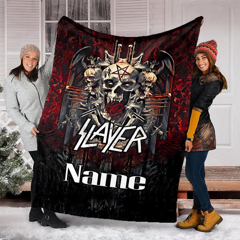 Personalized Custom Name Blanket - Slayer logo Print Design,Blanket for Sofa,Bed,Travel,Camping - Soft and Warm, Great Gift