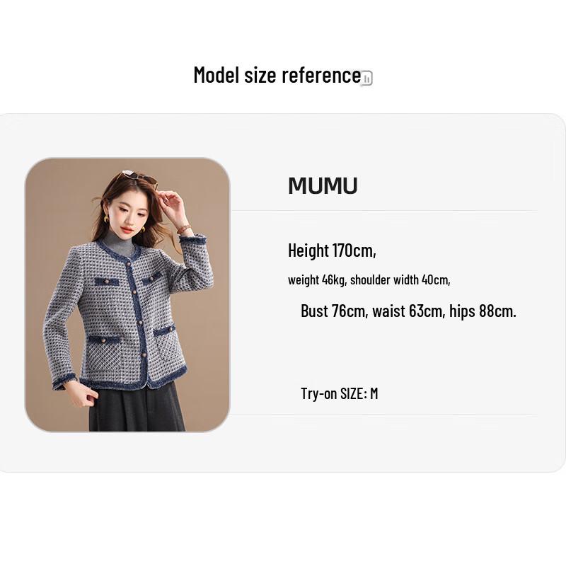 Qianbainian Women's French Retro Tweed Jacket