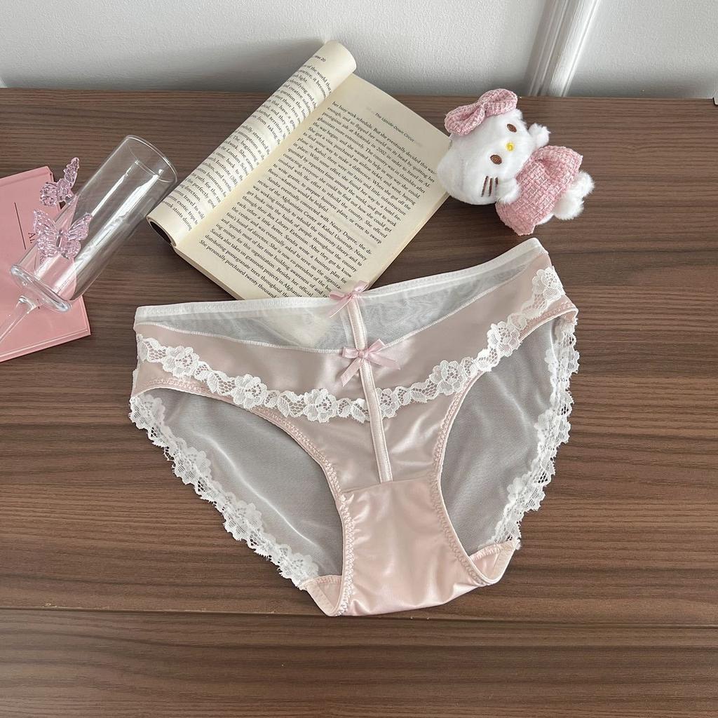 Slip da Ragazza Estivi Nuovi Sexy in Pizzo Rete di Raso Trasparenti a Vita Bassa a Triangolo