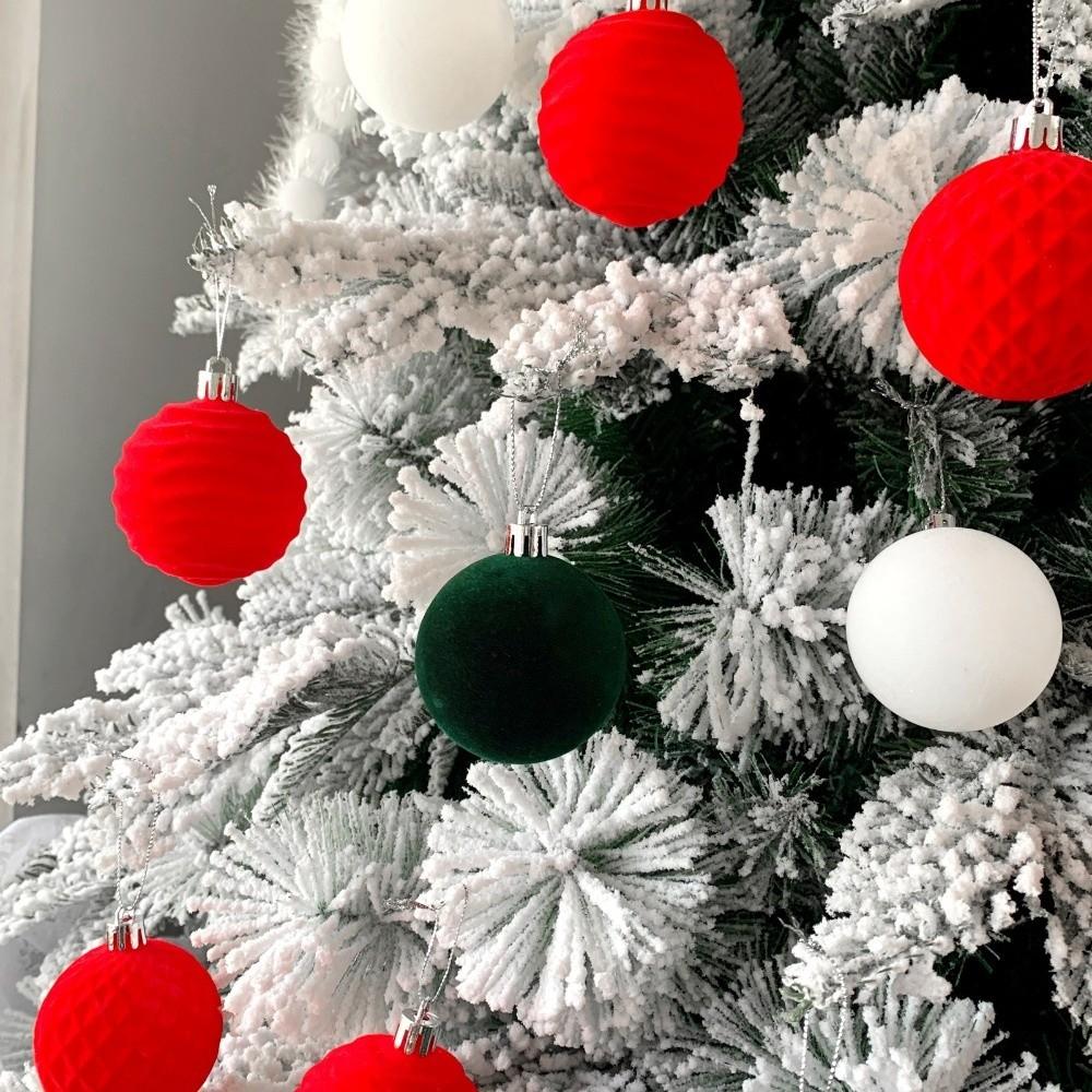 New 6cm Christmas Ball Set Xmas Baubles Flocking Xmas Tree Hanging Pendant Gift Ball Christmas Decorations Xmas Ornament Ball
