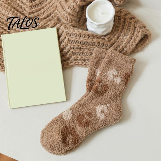 Warmth Retaining Sleep Socks Coral Fleece for Women, Soft Thermal Crew with Non-Binding Winter Gift Cold Feet Top, Fuzzy Cute Prints Autumn Velvet