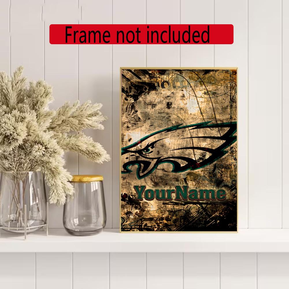 Philadelphia Eagles Customize Text Diamond Painting Round Diamond Mosaic Suitable For Beginners Diamond Painting Rhinestones Gift Frameless