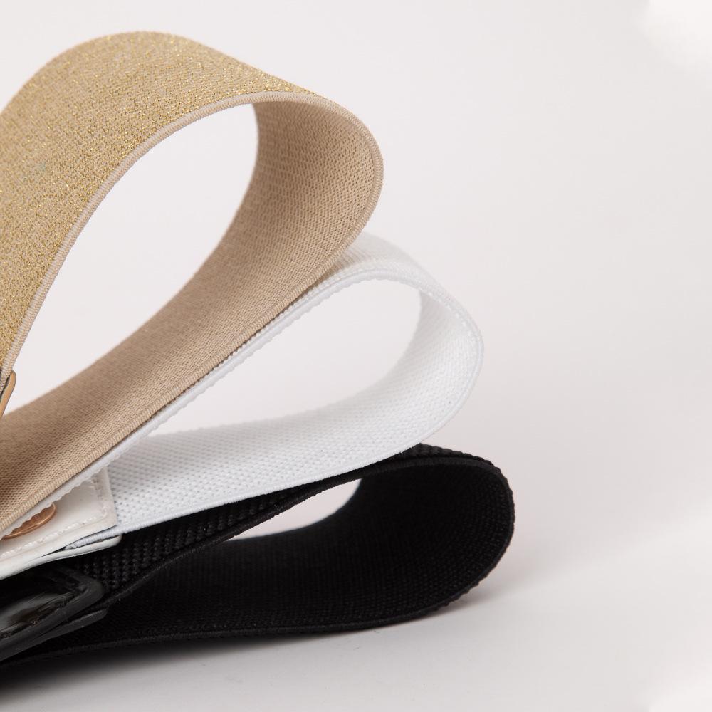 Retro Pearl Beauty Elastic Waistband: Women's Versatile Ultra-Wide Mirror Leather Belt
