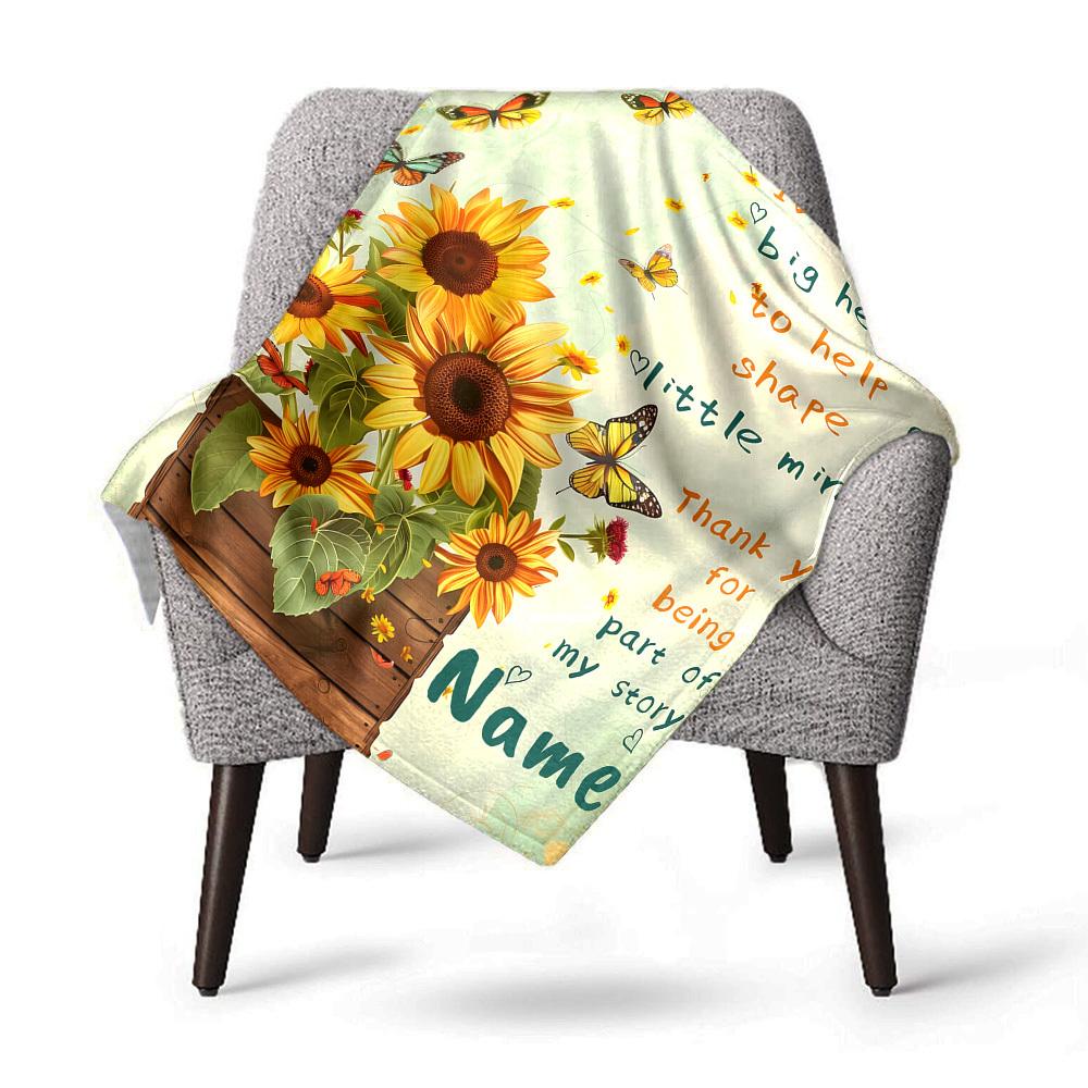 Sunflower Butterflies Customize Your Name Blankets Comfortable Soft Lightweight Allseason Multipurpose Blanket For Picnics Sofas Offices Beds Living