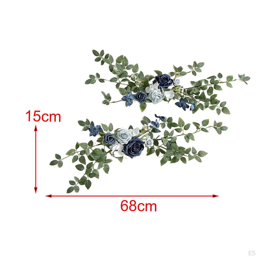 2pcs Wedding Aisle Chair Decorations, Artificial Rose Floral Back Flower Pew Flowers