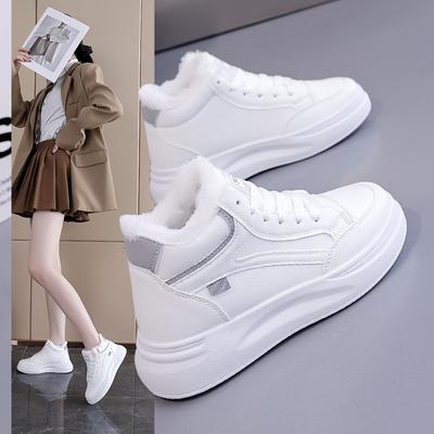 Women's Large Size Soft Sole Autumn and Winter Warm Fur One Snow Boots Fluffy Lined Non-slip Hiking Casual Sports Cotton Boots Small White Shoes