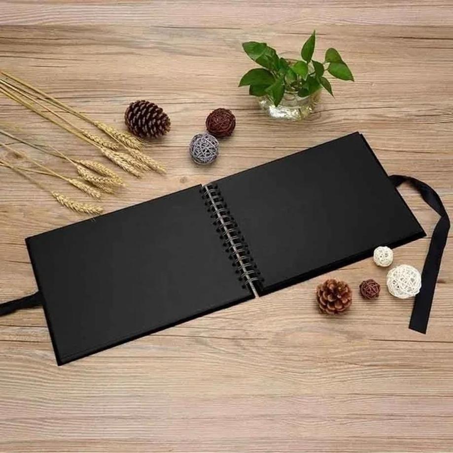 1 Pcs Scrapbook Album Black Pages Memory Books Black Beige Color Craft Paper Photo Albums For Birthday Wedding Anniversary Gifts