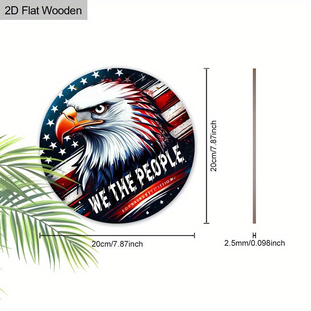 Patriotic Eagle Wooden Sign, Charming Round Sign for Front Door, Wall Hanging Decor - Ideal 4th of July & Memorial Day Gift for Patriots